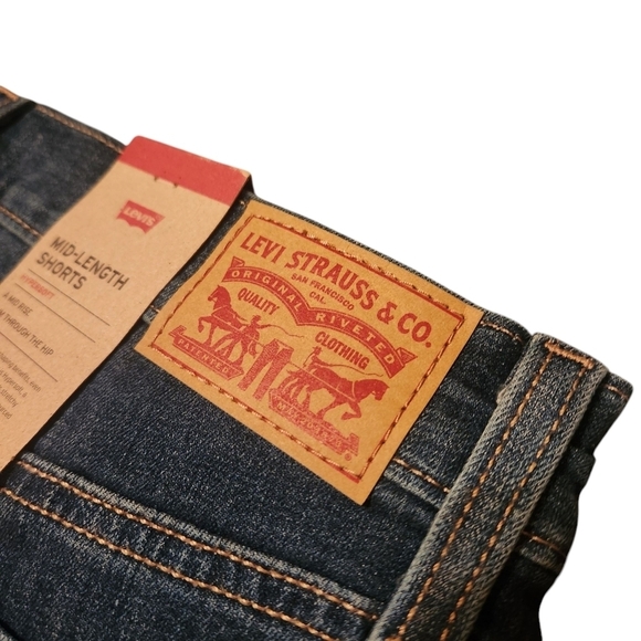 Levi's Mid Length Shorts Blue Jean Shorts Denim Cutoff Distressed Hypersoft - Picture 7 of 15